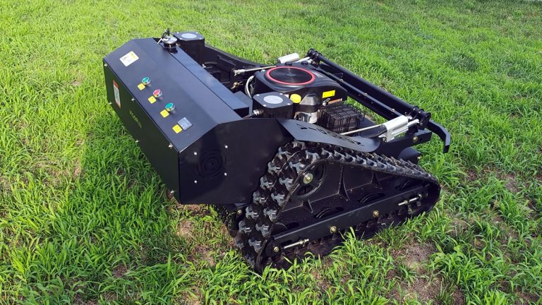 High-quality remote controlled track-mounted lawn mower robot made by Vigorun Tech