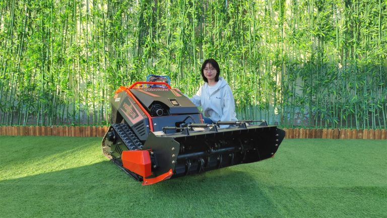 rubber track EPA approved gasoline engine battery operated small size light weight remotely controlled implement carrier