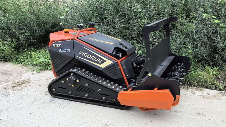 Smarter, Safer, Effortless Vigorun VTLM800 remotely controlled crawler cutting grass machine online