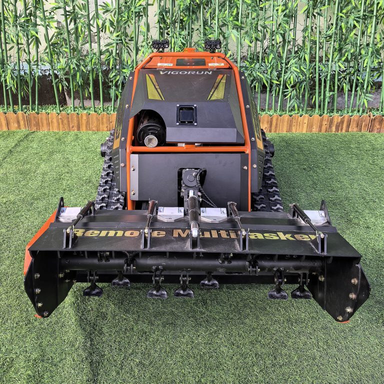 rubber track 2 cylinder 4 stroke gasoline engine gasoline brushless DC motor wireless radio control multitask vehicle: The Heavy-Duty Remote Control Mower That Does It All